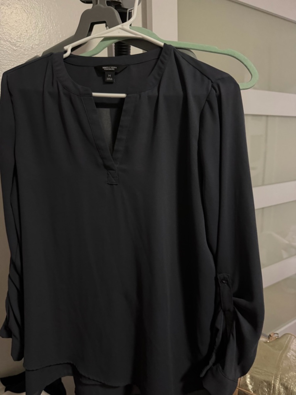 Simply Vera Vera Wang Navy Split-Neck Blouse